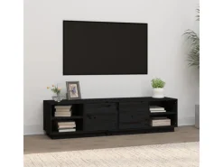 vidaXL TV-Schrank Schwarz 156x40x40 cm Massivholz Kiefür