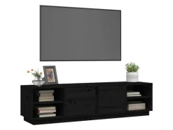 vidaXL TV-Schrank Schwarz 156x40x40 cm Massivholz Kiefür