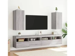 vidaXL TV-Wandschrank mit LED-Leuchten Grau Sonoma 30,5x35x70 cm