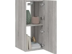 vidaXL TV-Wandschrank mit LED-Leuchten Grau Sonoma 30,5x35x70 cm