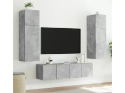 Wohnwände|TV-Wände^vidaXL TV-Wandschrank mit LED-Leuchten Betongrau 60x35x31 cm