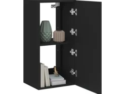 vidaXL TV-Wandschrank mit LED-Leuchten Schwarz 40,5x35x80 cm