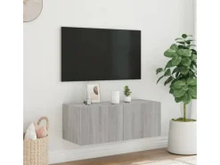 vidaXL TV-Wandschrank mit LED-Leuchten Grau Sonoma 80x35x31 cm
