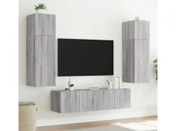 vidaXL TV-Wandschrank mit LED-Leuchten Grau Sonoma 80x35x31 cm