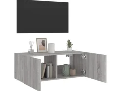 vidaXL TV-Wandschrank mit LED-Leuchten Grau Sonoma 80x35x31 cm