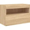 Wohnwände^vidaXL TV-Wandschrank mit LED-Leuchten Sonoma-Eiche 60x30x40 cm