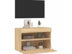 Wohnwände^vidaXL TV-Wandschrank mit LED-Leuchten Sonoma-Eiche 60x30x40 cm
