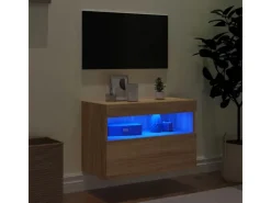 Wohnwände^vidaXL TV-Wandschrank mit LED-Leuchten Sonoma-Eiche 60x30x40 cm