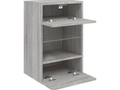 Wohnwände^vidaXL TV-Wandschrank mit LED-Leuchten Grau Sonoma 40x30x60,5 cm