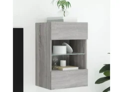 Wohnwände^vidaXL TV-Wandschrank mit LED-Leuchten Grau Sonoma 40x30x60,5 cm