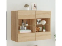 vidaXL TV-Wandschrank mit LED-Leuchten Sonoma-Eiche 78,5x30x60,5 cm