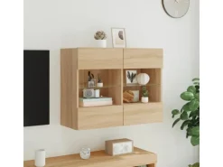 vidaXL TV-Wandschrank mit LED-Leuchten Sonoma-Eiche 78,5x30x60,5 cm