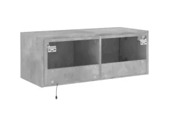 Wohnwände^vidaXL TV-Wandschrank mit LED-Leuchten Betongrau 80x35x31 cm