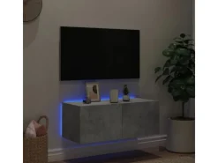 Wohnwände^vidaXL TV-Wandschrank mit LED-Leuchten Betongrau 80x35x31 cm