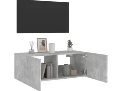 Wohnwände^vidaXL TV-Wandschrank mit LED-Leuchten Betongrau 80x35x31 cm