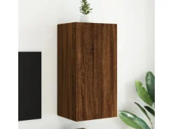 Wohnwände^vidaXL TV-Wandschrank mit LED-Leuchten Braun Eichen-Optik 40,5x35x80cm
