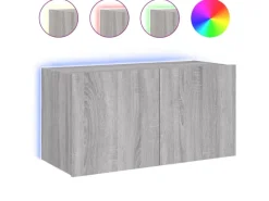 vidaXL TV-Wandschrank mit LED-Leuchten Grau Sonoma 80x35x41 cm