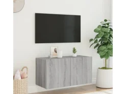 vidaXL TV-Wandschrank mit LED-Leuchten Grau Sonoma 80x35x41 cm