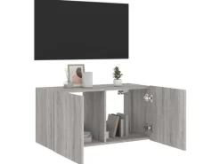 vidaXL TV-Wandschrank mit LED-Leuchten Grau Sonoma 80x35x41 cm