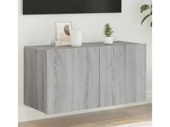 vidaXL TV-Wandschrank mit LED-Leuchten Grau Sonoma 80x35x41 cm