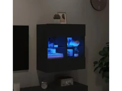 TV-Wände|Wohnwände^vidaXL TV-Wandschrank mit LED-Leuchten Schwarz 58,5x30x60,5 cm
