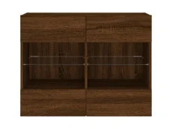 Wohnwände^vidaXL TV-Wandschrank mit LED-Leuchten Braun Eichen-Optik 2