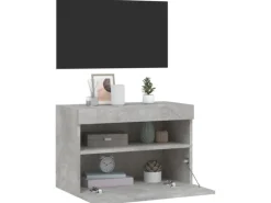 Wohnwände^vidaXL TV-Wandschrank mit LED-Leuchten Betongrau 60x30x40 cm