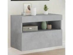 Wohnwände^vidaXL TV-Wandschrank mit LED-Leuchten Betongrau 60x30x40 cm