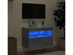 Wohnwände^vidaXL TV-Wandschrank mit LED-Leuchten Betongrau 60x30x40 cm