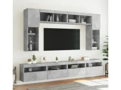 Wohnwände^vidaXL TV-Wandschrank mit LED-Leuchten Betongrau 60x30x40 cm