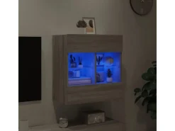 vidaXL TV-Wandschrank mit LED-Leuchten Grau Sonoma 58,5x30x60,5 cm