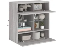 vidaXL TV-Wandschrank mit LED-Leuchten Grau Sonoma 58,5x30x60,5 cm