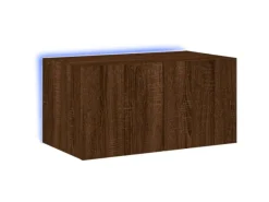 Wohnwände^vidaXL TV-Wandschrank mit LED-Leuchten Braun Eichen-Optik 60x35x31 cm