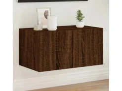 Wohnwände^vidaXL TV-Wandschrank mit LED-Leuchten Braun Eichen-Optik 60x35x31 cm
