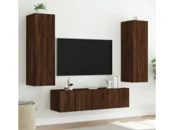 Wohnwände^vidaXL TV-Wandschrank mit LED-Leuchten Braun Eichen-Optik 60x35x31 cm