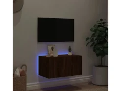 Wohnwände^vidaXL TV-Wandschrank mit LED-Leuchten Braun Eichen-Optik 60x35x31 cm