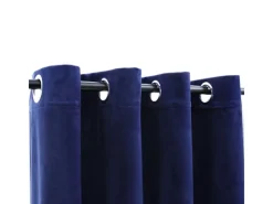 Vorhänge|Gardinen^vidaXL Verdunkelungsvorhänge mit Ösen 2 Stk Samt Dunkelblau 140x245cm