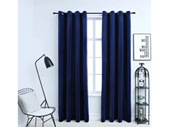 Vorhänge|Gardinen^vidaXL Verdunkelungsvorhänge mit Ösen 2 Stk Samt Dunkelblau 140x245cm