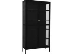 Vitrinen^vidaXL Vitrine Schwarz 90x40x180 cm Stahl und Gehärtetes Glas