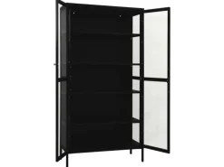 Vitrinen^vidaXL Vitrine Schwarz 90x40x180 cm Stahl und Gehärtetes Glas