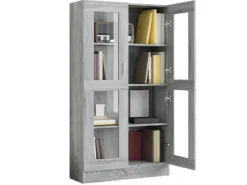 Vitrinen^vidaXL Vitrinenschrank Grau Sonoma 82,5x30,5x150 cm Holzwerkstoff