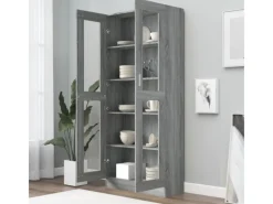 Vitrinen^vidaXL Vitrinenschrank Grau Sonoma 82,5x30,5x185,5 cm Holzwerkstoff