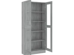 Vitrinen^vidaXL Vitrinenschrank Grau Sonoma 82,5x30,5x185,5 cm Holzwerkstoff