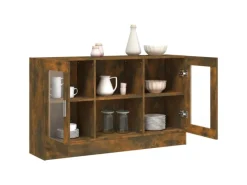 vidaXL Vitrinenschrank Räuchereiche 120x30,5x70 cm Holzwerkstoff 815627