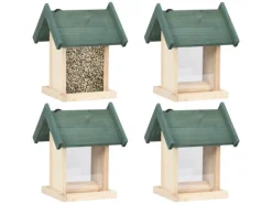 Vogelbedarf^vidaXL Vogelfutterhäuser 4 Stk. Tannenholz