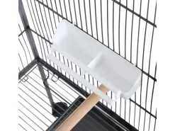 vidaXL Vogelkäfig mit Dach Stahl Schwarz 66x66x155 cm