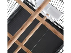 vidaXL Vogelkäfig mit Dach Stahl Schwarz 66x66x155 cm