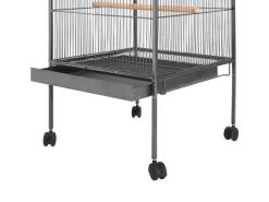 vidaXL Vogelkäfig mit Dach Stahl Schwarz 66x66x155 cm