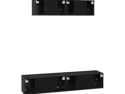 vidaXL Wand TV Schrank 4 Stk Schwarz Eichen-Optik Holzwerkstoff 3393361