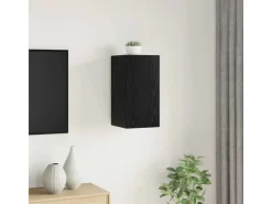 TV-Wände^vidaXL Wand TV Schrank Schwarz Eichen-Optik 30,5 x 30 x 60 cm 875069